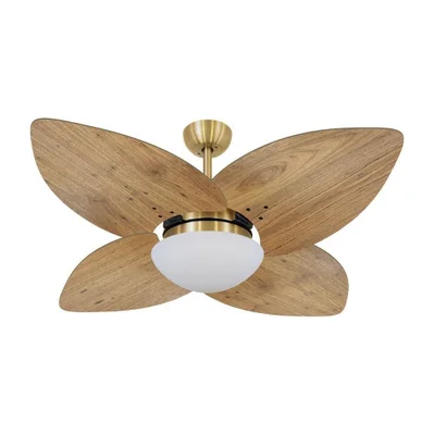 Ventilador De Teto Dormamu Dourado 4 Pás Rádica Freijó 220v