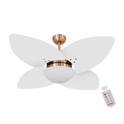 Ventilador De Teto Dormamu Cobre 4 Pás Branco 110v Com Controle