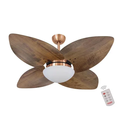 Ventilador De Teto Dormamu Cobre 4 Pás Rádica Imbuia 110v Com Controle