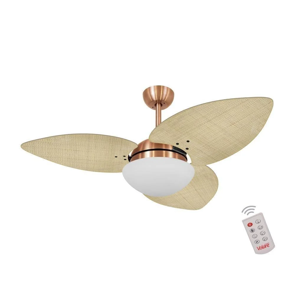 Ventilador De Teto Dormamu Cobre 3 Pás Palmae Natural 127v Com Controle Ventilador De Teto Dormamu Cobre 3 Pás Palmae Natural 127v Com Controle