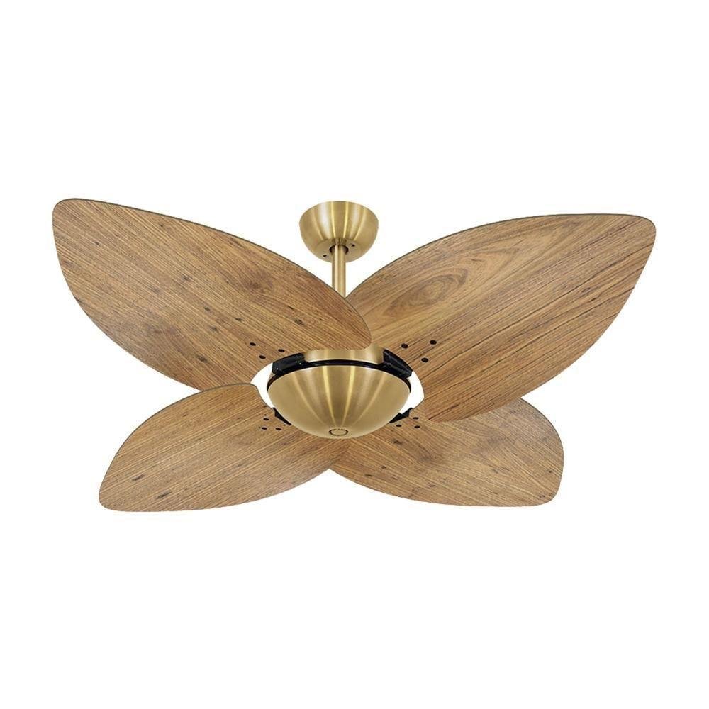 Ventilador De Teto Dormamu Dourado Office 4 Pás Rádica Freijó 220v