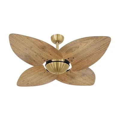 Ventilador De Teto Dormamu Dourado Office 4 Pás Rádica Freijó 220v