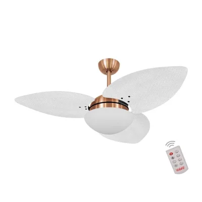 Ventilador De Teto Dormamu Cobre 3 Pás Palmae Branco 220v Com Controle