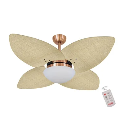 Ventilador De Teto Dormamu Cobre 4 Pés Palmae Natural 220v Com Controle