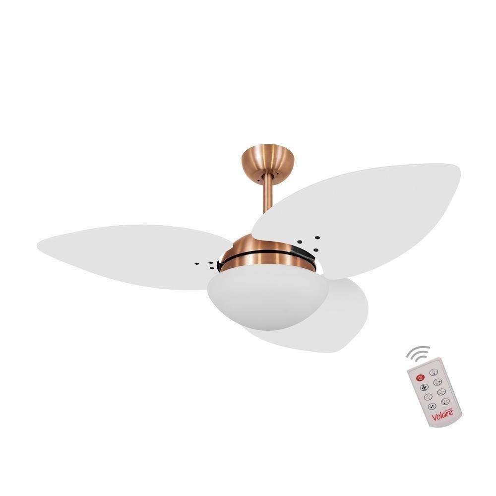Ventilador De Teto Dormamu Cobre 3 Pás Branco 110v Com Controle
