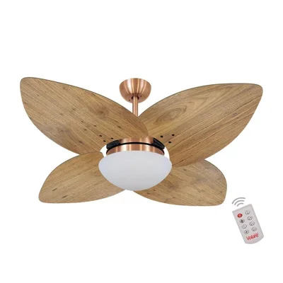 Ventilador De Teto Dormamu Cobre 4 Pás Rádica Freijó 110v Com Controle