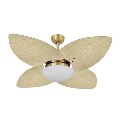 Ventilador De Teto Dormamu Dourado 4 Pás Palmae Natural 127v