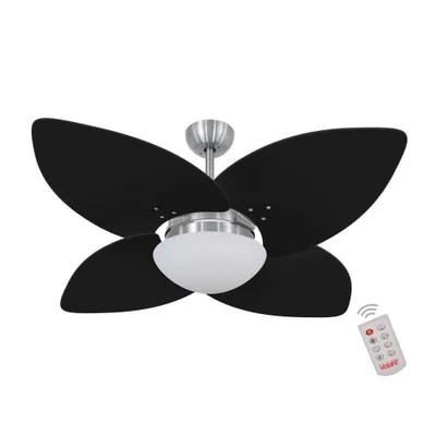 Ventilador De Teto Dormamu Escovado 4 Pás Preto 220v Com Controle