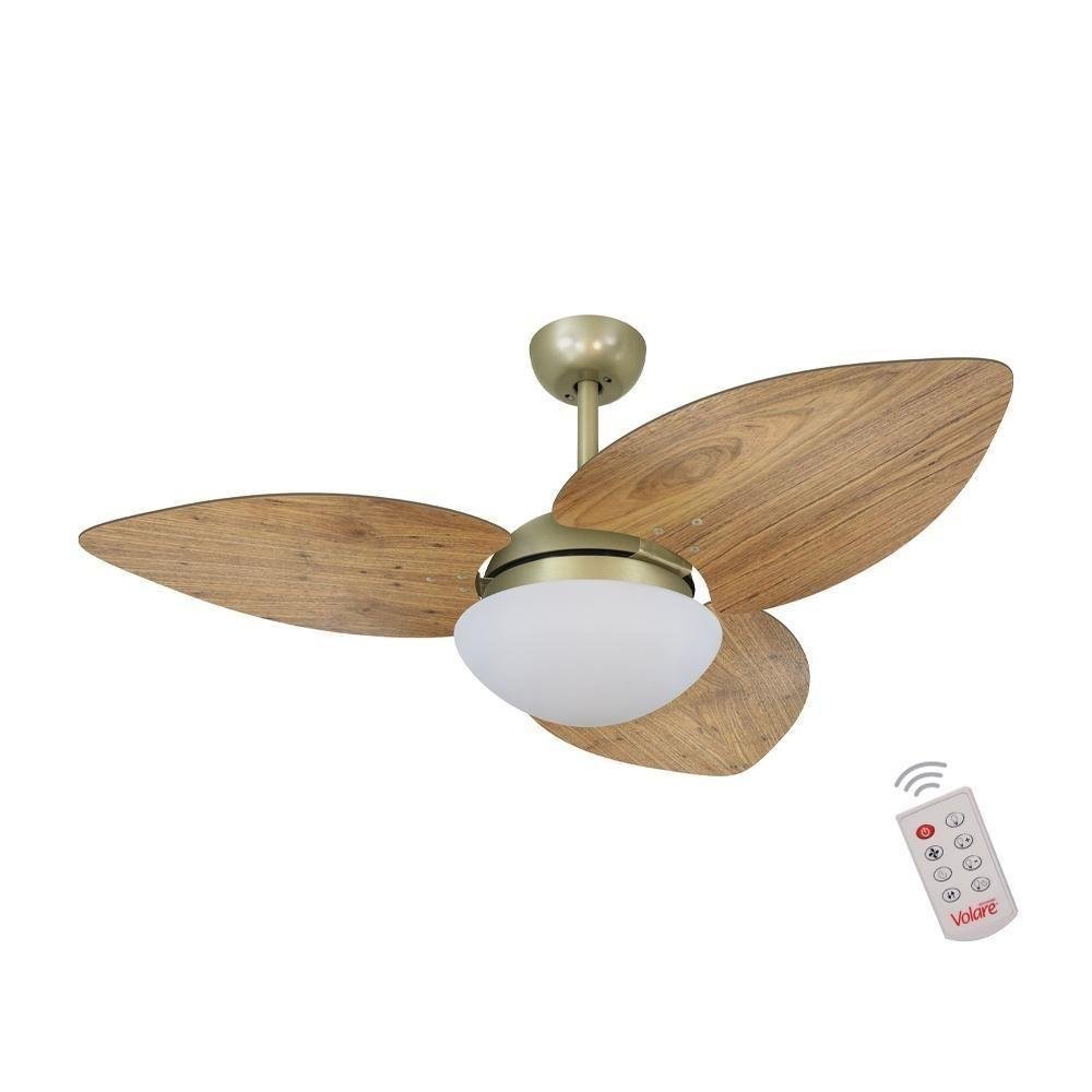 Ventilador De Teto Dormamu Gold 3 Pás Rádica Freijó 110v Com Controle