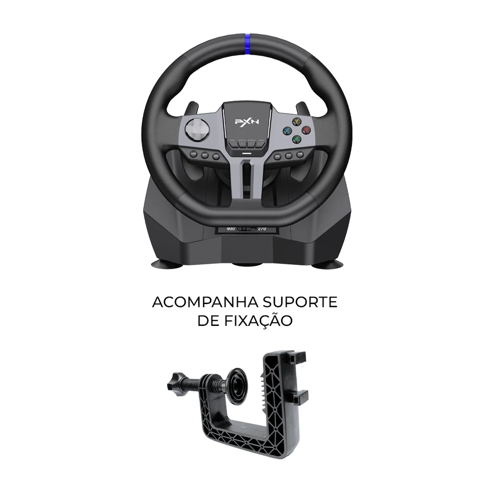 Imagem 3 de 5 do produto Kit Volante Gamer Pxn V9 Gen2 Com Pedais Câmbio Manual  900° Vibração Compatível PC