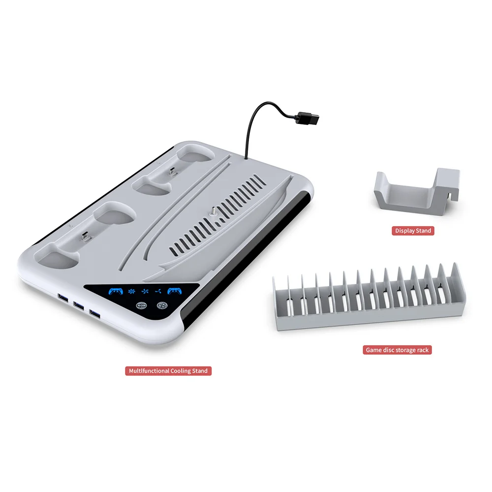Imagem 4 de 5 do produto Suporte Cooler Carregador De Controle + Porta Jogo Para Ps5