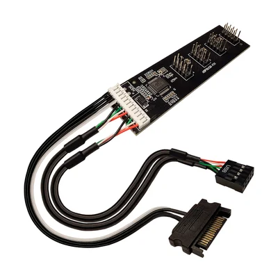 Adaptador USB Interno 9 Pinos da Placa-Mãe, Tipo Hub com 4 Portas, Alimentação SATA, Compatível com controladores de fans e leitores de cartão