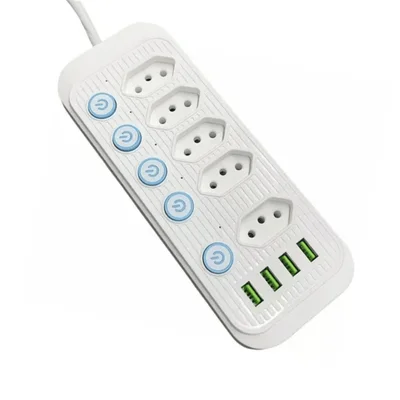 Extensão Filtro De Linha 2 Metros Bivolt 5 Tomadas 4 Usb Xc-fl-02