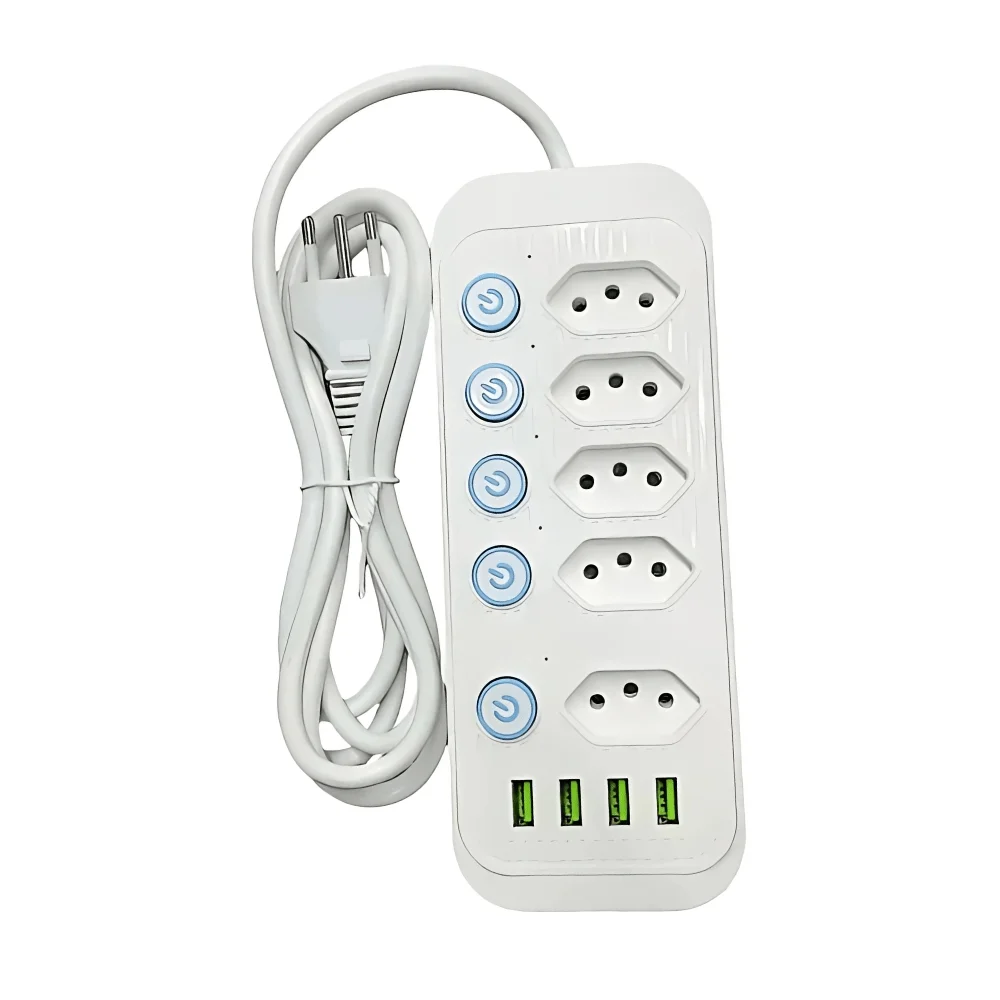 Imagem 3 de 4 do produto Extensão Filtro De Linha 2 Metros Bivolt 5 Tomadas 4 Usb Xc-fl-02