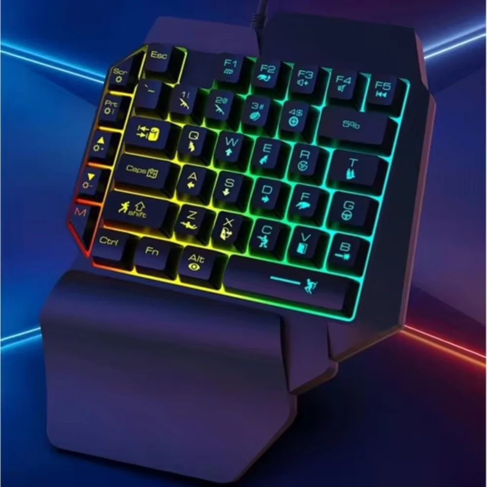 Teclado Gamer Knup Kp-te133 Single Hand LED Rainbow Teclado Gamer Knup Kp-te133 Single Hand LED Rainbow