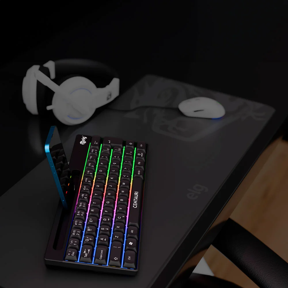 Teclado Gamer Centauri Mini, 67 Teclas Membrana, Iluminação RGB, Anti-ghosting, Abnt2, Preto, Tgct, Elg Teclado Gamer Centauri Mini, 67 Teclas Membrana, Iluminação RGB, Anti-ghosting, Abnt2, Preto, Tgct, Elg