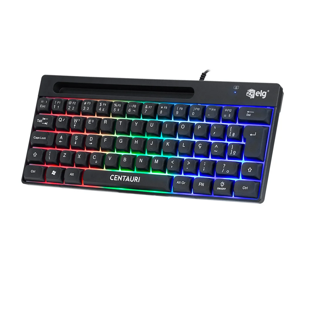 Teclado Gamer Centauri Mini, 67 Teclas Membrana, Iluminação RGB, Anti-ghosting, Abnt2, Preto, Tgct, Elg Teclado Gamer Centauri Mini, 67 Teclas Membrana, Iluminação RGB, Anti-ghosting, Abnt2, Preto, Tgct, Elg