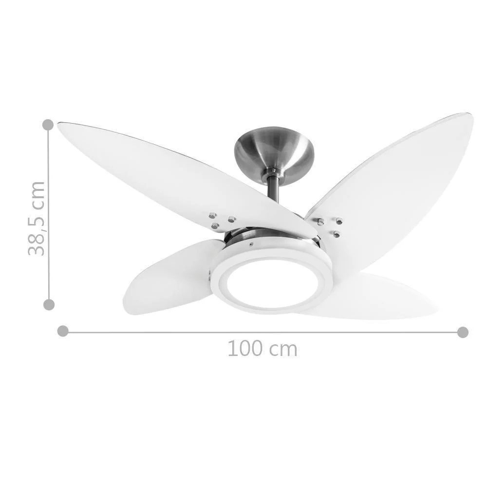 Imagem 2 de 2 do produto Ventilador LED Roma Escovado 4 Pás Brancas 110v E Controle