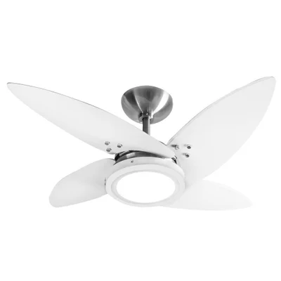 Ventilador LED Roma Alumínio Escovado 4 Pás Brancas 220v