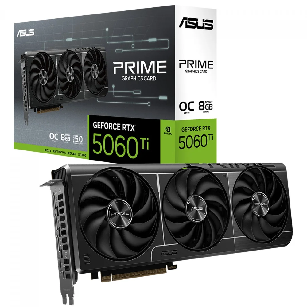 Placa De Vídeo Asus Prime Nvidia Geforce RTX 5060 Ti Oc, 8GB, Gddr7, Dlss, Ray Tracing, Prime-RTX5060ti-o8g