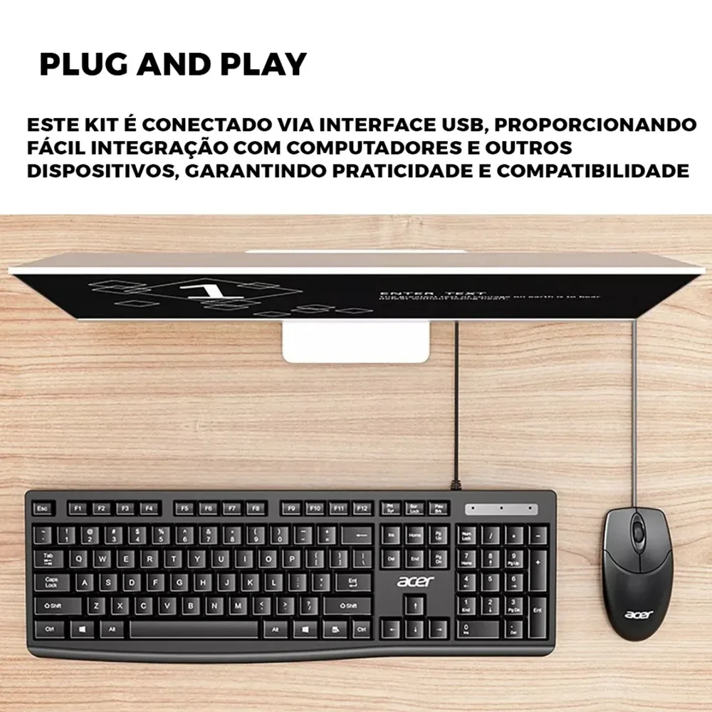 Imagem 3 de 5 do produto Kit Teclado E Mouse Acer Eak040 Com Fio Usb Padrão Abnt2