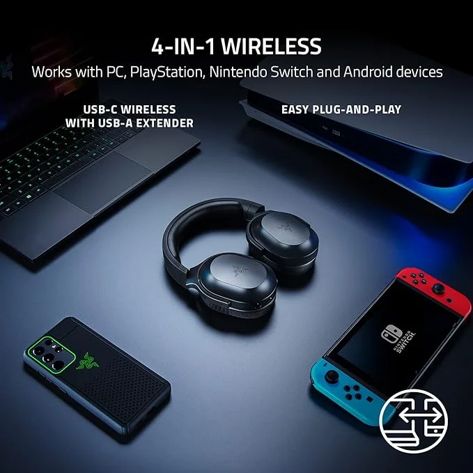 Headset Gamer Sem Fio Razer Barracuda X Preto