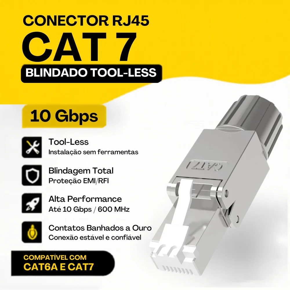 Imagem 5 de 5 do produto 2 Conector Rj45 Cat7 Blindado Tool-less 10 Gigabit Ethernet