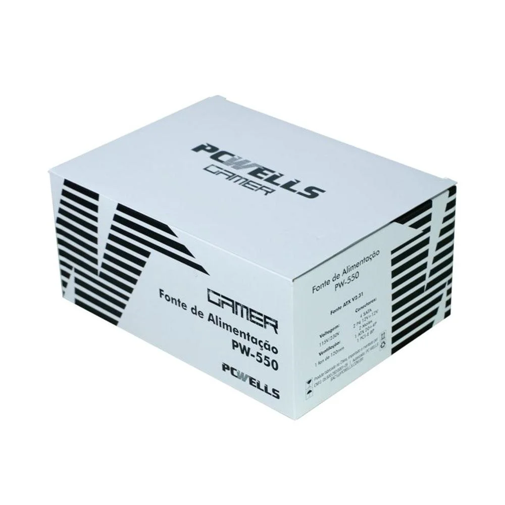 Imagem 3 de 5 do produto Fonte Atx 550w PCwells Pw-550 Com Cabo