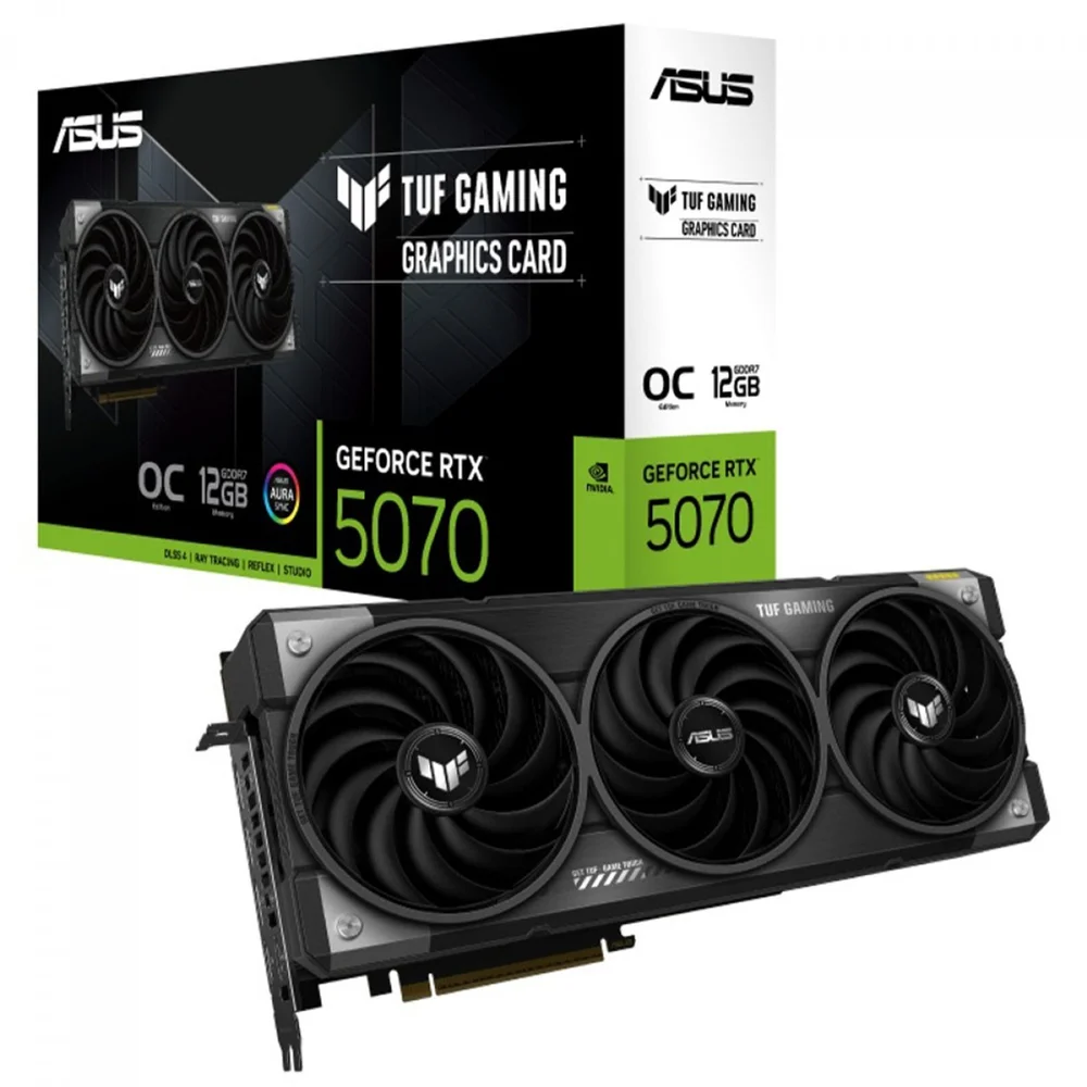 Placa De Vídeo Asus Tuf Gaming Nvidia Geforce RTX 5070 Oc Edition, 12gb, Gddr7, Dlss, Ray Tracing, 90yv0lz0-m0na00