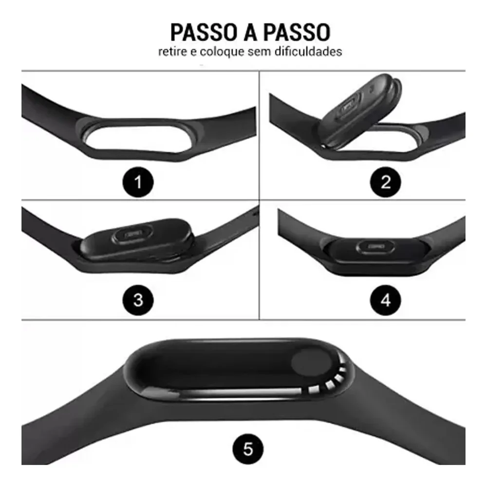 Imagem 3 de 5 do produto Multiira Preta Para Mi Band 1, Perfeita Para O Dia A Dia