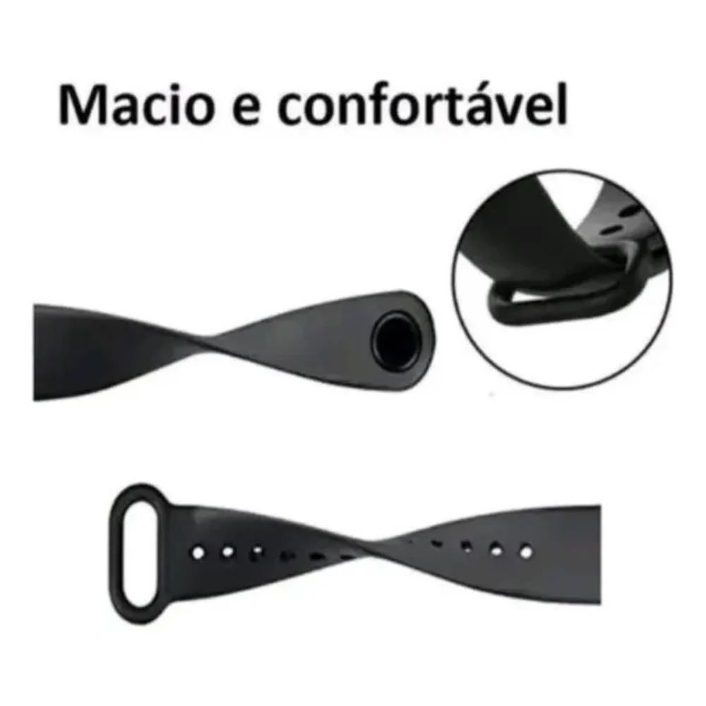 Imagem 4 de 5 do produto Multiira De Silicone Preta Para Relógio Mi Band 1, Acessório Essencial