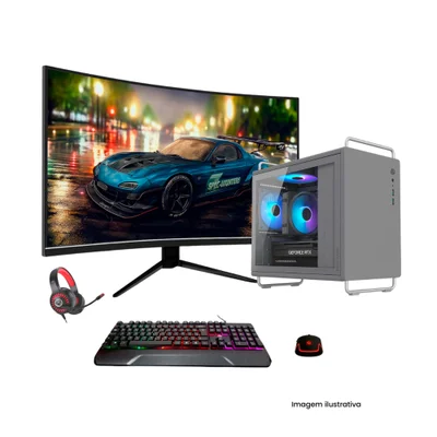 Computador Gamer Tiny Ryzen 5 5600gt 16gb Ddr4 3200mhz 1TB Nvme Monitor 23 Curvo C/wifi