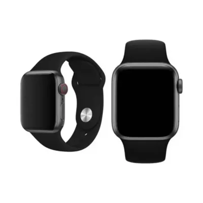 Pulseira Silicone P/ App Watch 38 Mm Preto Liso Unissex Esportiva