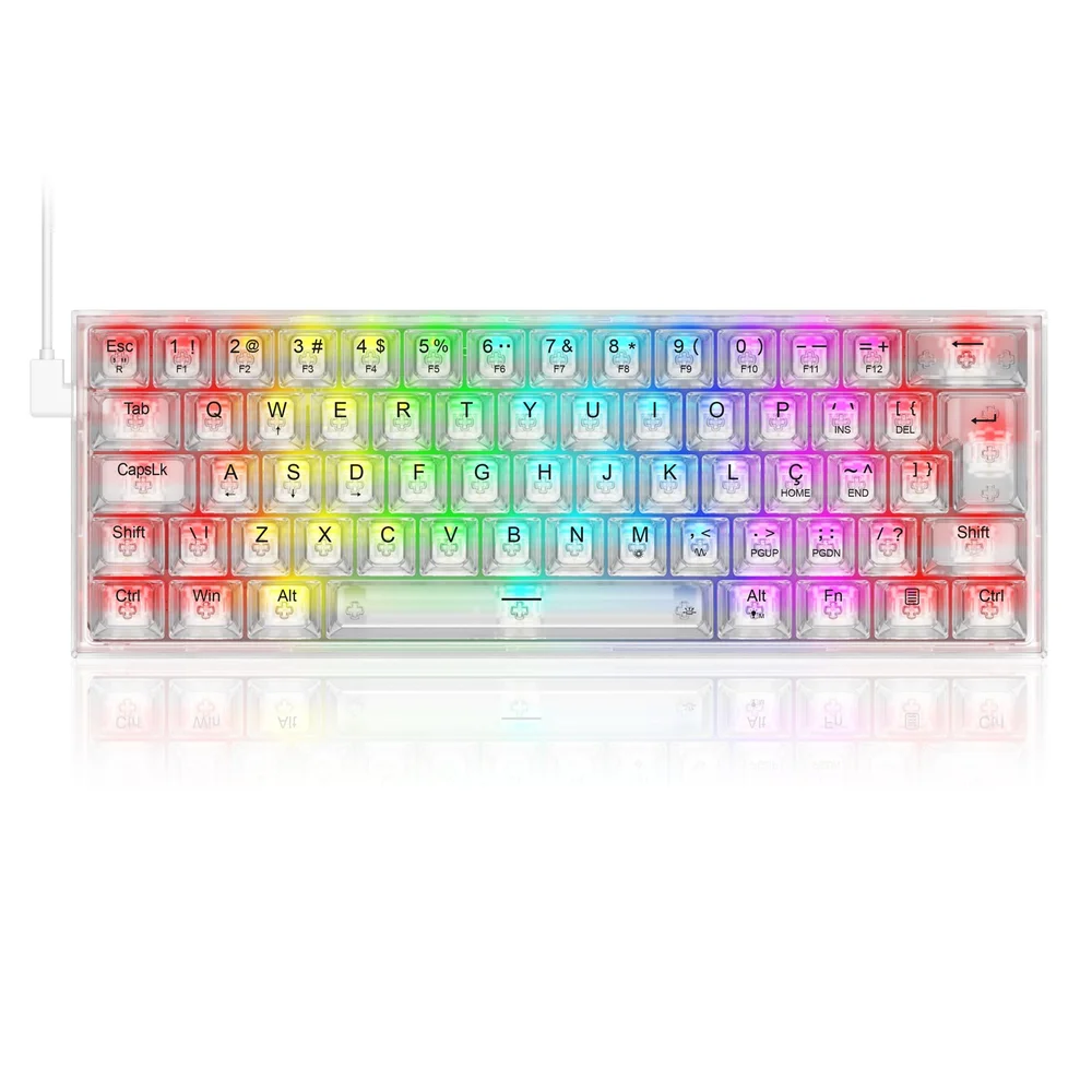 Imagem 3 de 5 do produto Teclado Gamer Redragon Fizz RGB Crystal Switch Crystal Linear K617ct-RGB Pt