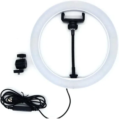 Anel Iluminador LED Flexivel Ring Light Tripe 20cm Com Suporte Celular Universal Selfie Youtuber Gravação Fotos Makes
