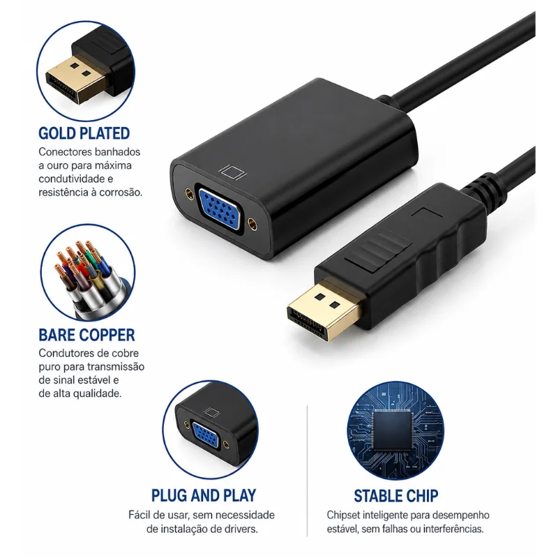 Imagem 2 de 4 do produto Conversor Vídeo Display Port M / Vga F