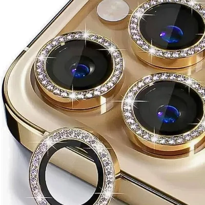 Película (kit 02 Pçs) Da Lente Câmera Lisa / Strass Para Xiaomi Redmi A5 Pro Cor:dourada;modelo Da Camera:strass