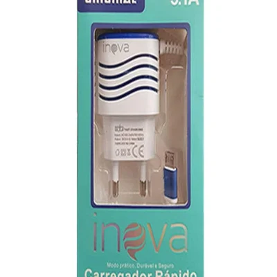 H Maston Carregador Rápido 3.1 A V.8 Inova Azul, Moderno, 2 Em 1 Usb, Compatível Com Android E Iphone