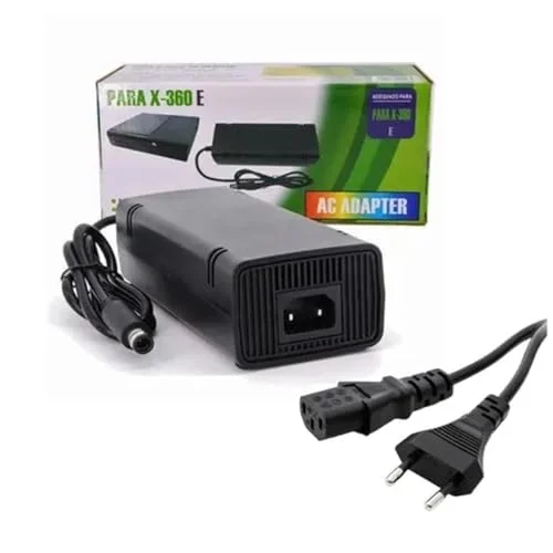 Fonte De Alimentação Ac Bivolt Compatível Com XBOX 360-e Super Slim 1 Pino + Cabo De Energia
