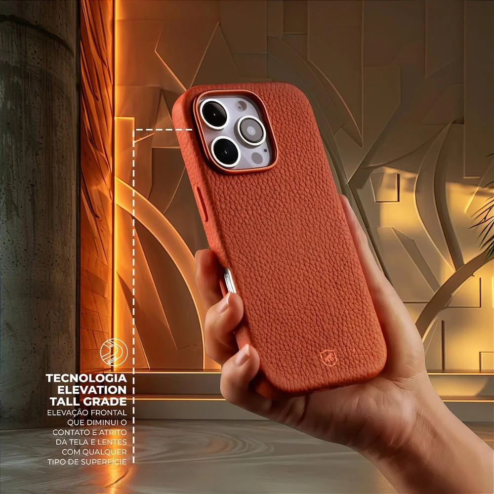 Imagem 4 de 5 do produto Capa Case Capinha Para Iphone 17 Pro - Magsafe Tech Couro - Preta - Gshield