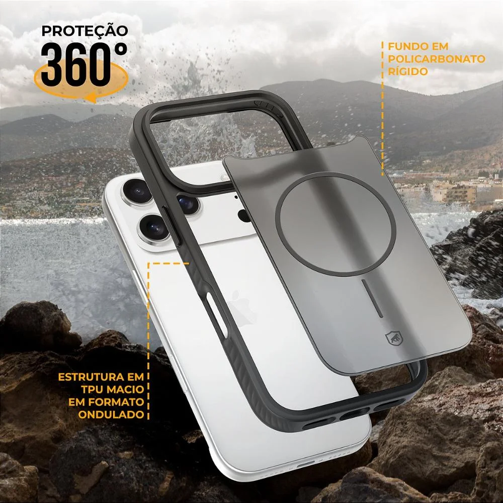 Imagem 2 de 5 do produto Capa Case Capinha Para Motorola Moto Edge 60 - Magsafe Wave Fumê - Preta - Gshield