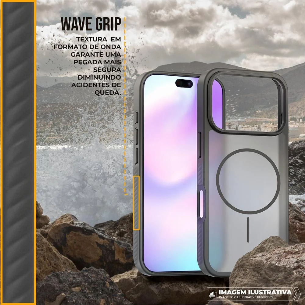 Imagem 3 de 5 do produto Capa Case Capinha Para Motorola Moto Edge 60 - Magsafe Wave Fumê - Preta - Gshield
