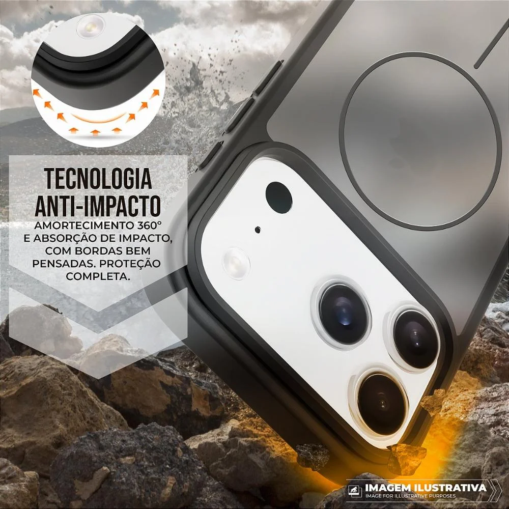 Imagem 5 de 5 do produto Capa Case Capinha Para Motorola Moto Edge 60 - Magsafe Wave Fumê - Preta - Gshield