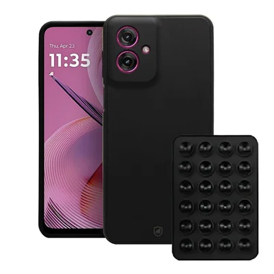 Capa Silicon Veloz Para Moto G55 +  Ventosa Preta Gshield