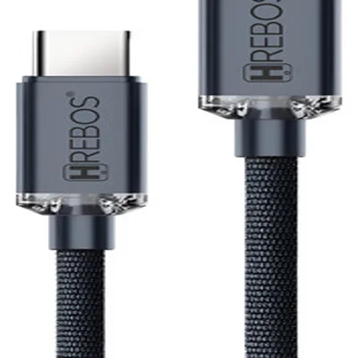 Cabo Qualidade Premium Hrebos Tipo C / Lightning Cb-310i 2mt Cinza-escuro