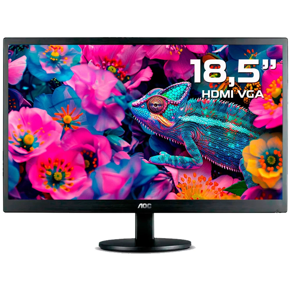 Monitor LED Aoc 18.5", Resolução Hd 1366x768, 60 Hz, HDMI, Vga, Widescreen - E970swhnl Monitor LED Aoc 18.5", Resolução Hd 1366x768, 60 Hz, HDMI, Vga, Widescreen - E970swhnl