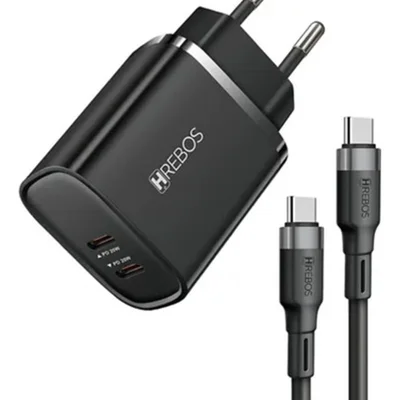 Kit Carregador + Cabo Classic Duo Cc Hrebos 40w Combinado