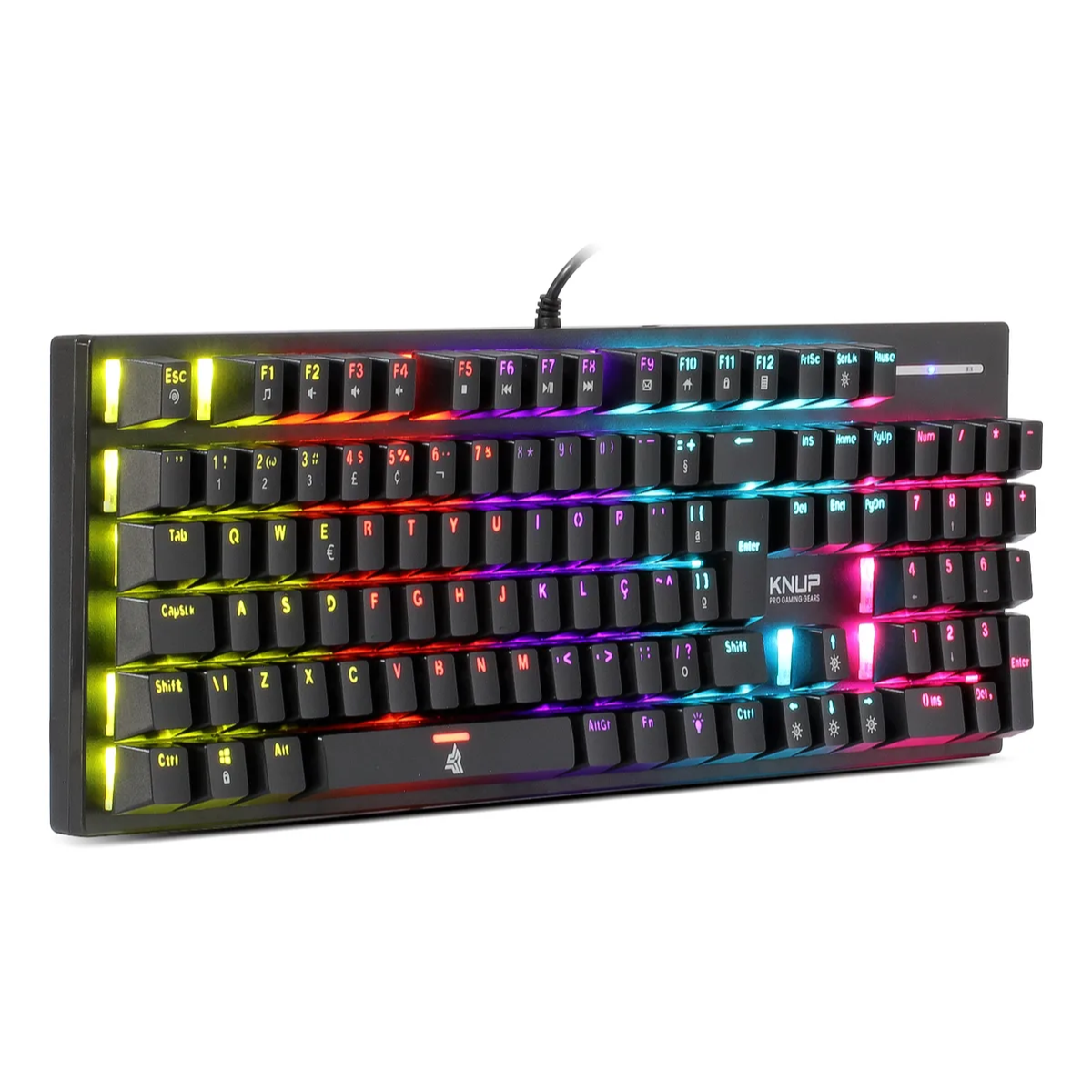 Teclado Mecânico Gamer Switch Blue Com Iluminação LED RGB Padrão ABNT2 Com Fio Knup KP-TE114