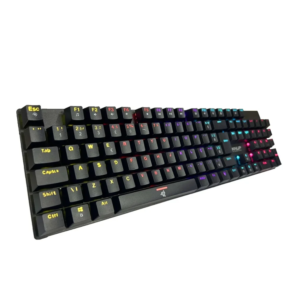 Imagem 3 de 5 do produto Teclado Mecânico Gamer Switch Blue Com Iluminação LED RGB Padrão ABNT2 Com Fio Knup KP-TE114