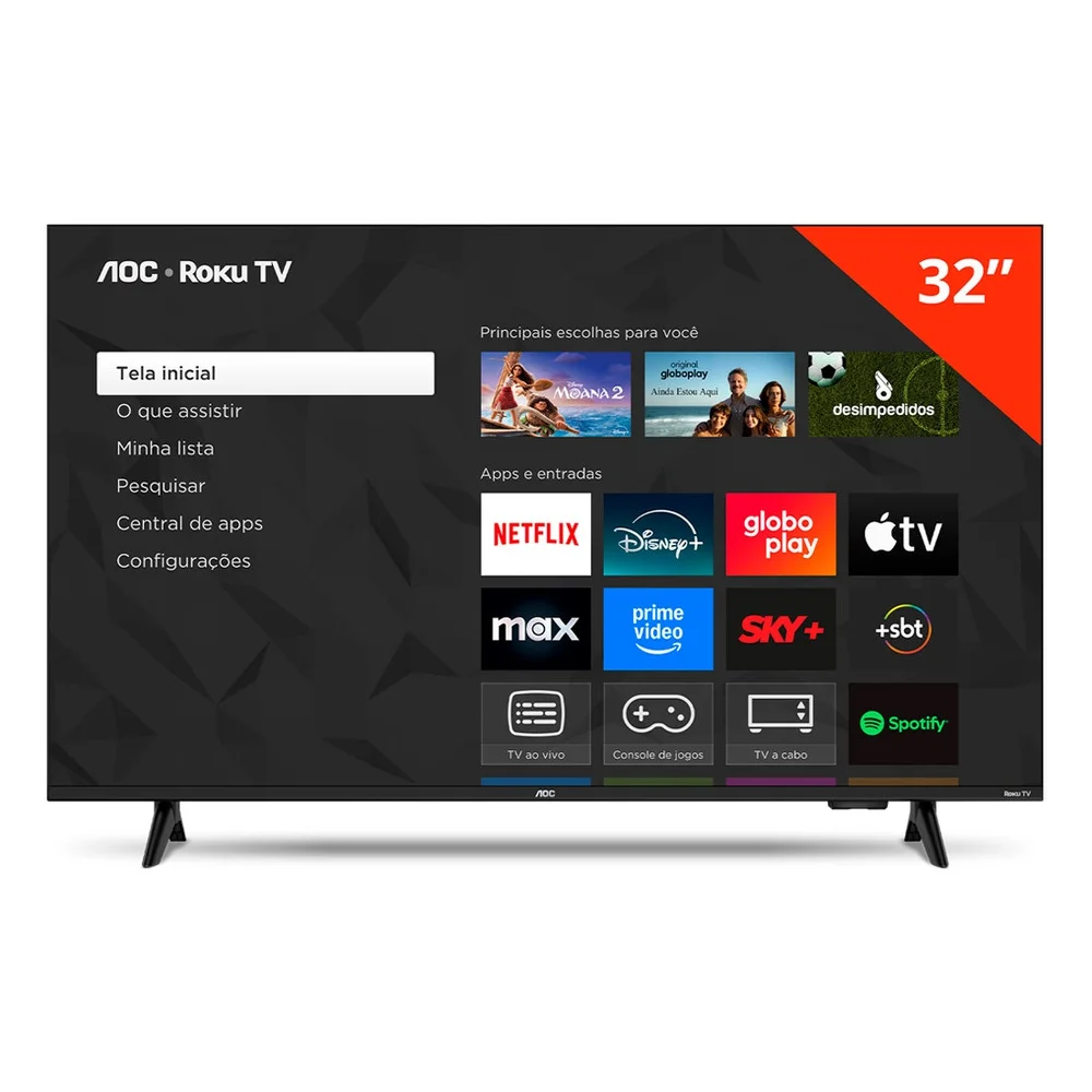 Imagem 1 de 5 do produto Smart Tv Aoc DLED 32" Wi-Fi Roku Tv Quad Core - 32s5155/78g